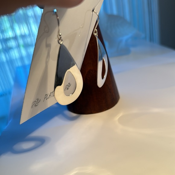 Oval Silver Drop Earrings | Open | NWT - Picture 2 of 3